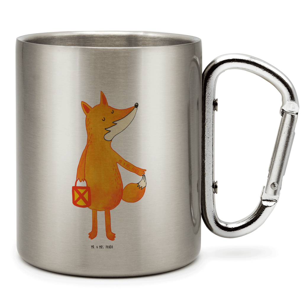 Edelstahlbecher Fuchs Laterne Edelstahltasse, Karabiner, Edelstahlbecher, Outdoor, Camping, Tasse, Becher, Fuchs, Füchse, Spruch trösten, Liebeskummer Spruch, Laterne, Sankt Martin, Laternenumzug, Aufmuntern, Cäsar Otto Hugo Flaischlen