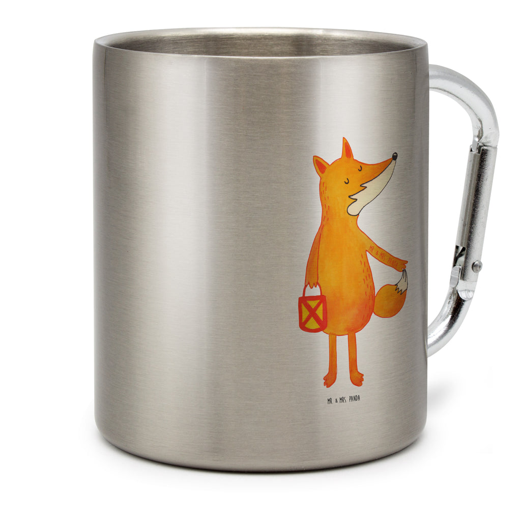 Edelstahlbecher Fuchs Laterne Edelstahltasse, Karabiner, Edelstahlbecher, Outdoor, Camping, Tasse, Becher, Fuchs, Füchse, Spruch trösten, Liebeskummer Spruch, Laterne, Sankt Martin, Laternenumzug, Aufmuntern, Cäsar Otto Hugo Flaischlen