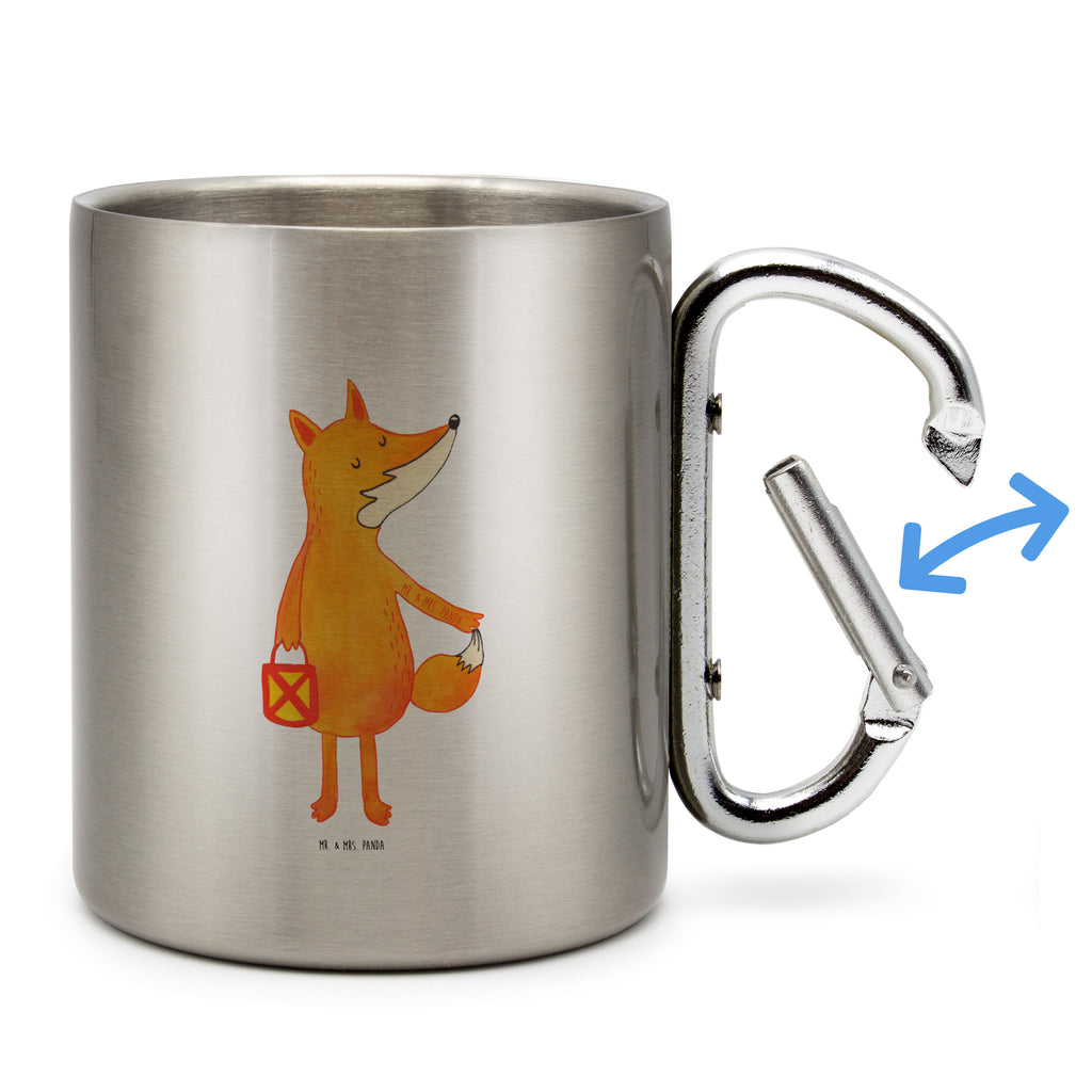 Edelstahlbecher Fuchs Laterne Edelstahltasse, Karabiner, Edelstahlbecher, Outdoor, Camping, Tasse, Becher, Fuchs, Füchse, Spruch trösten, Liebeskummer Spruch, Laterne, Sankt Martin, Laternenumzug, Aufmuntern, Cäsar Otto Hugo Flaischlen
