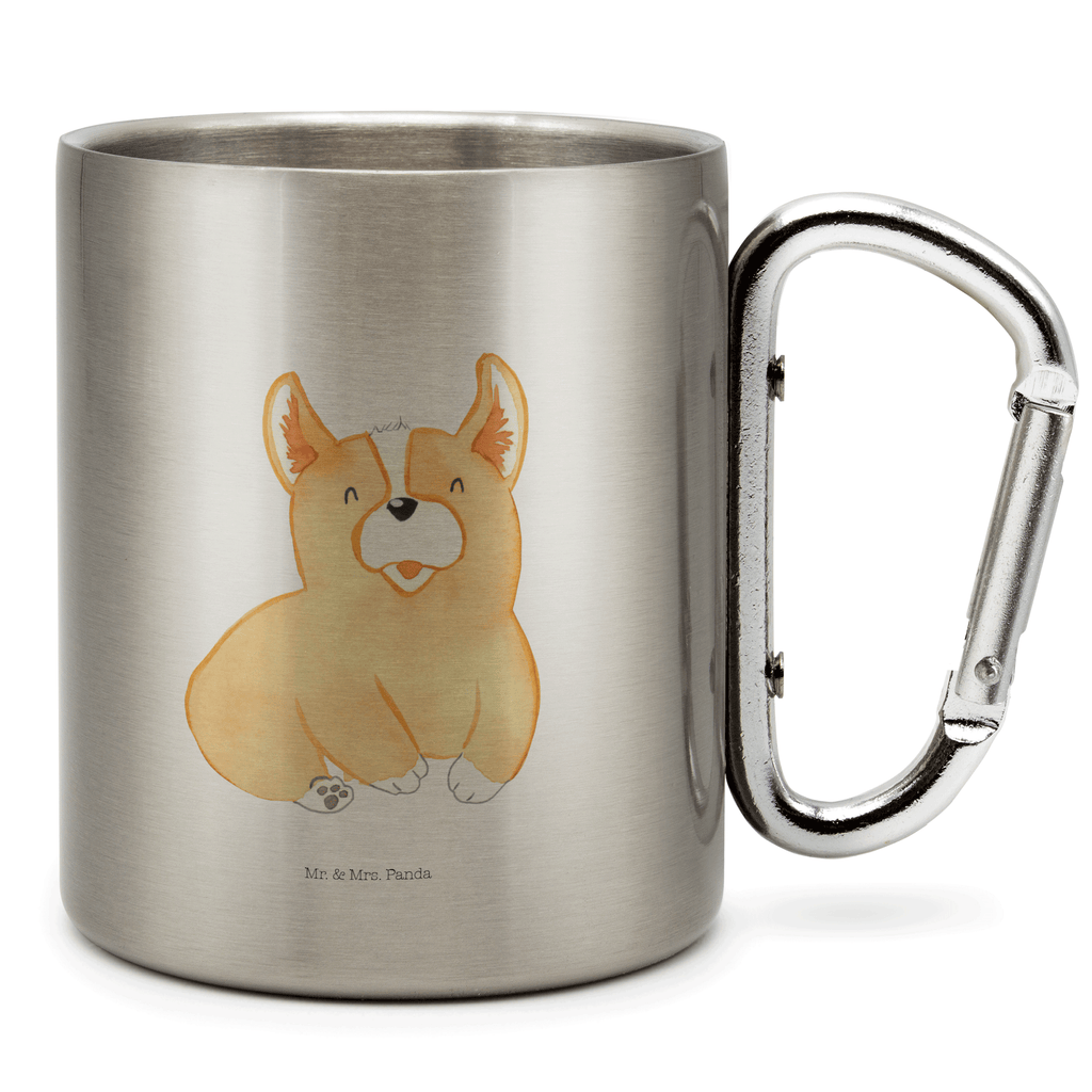 Edelstahlbecher Corgie Edelstahltasse, Karabiner, Edelstahlbecher, Outdoor, Camping, Tasse, Becher, Hund, Hundemotiv, Haustier, Hunderasse, Tierliebhaber, Hundebesitzer, Sprüche, Corgie, Welsh Corgie Pembroke, britisch, Motivation, Spruch, Hundespruch, Lebensfreude