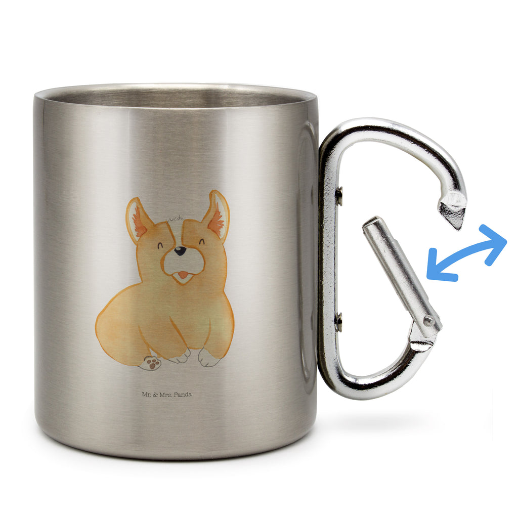 Edelstahlbecher Corgie Edelstahltasse, Karabiner, Edelstahlbecher, Outdoor, Camping, Tasse, Becher, Hund, Hundemotiv, Haustier, Hunderasse, Tierliebhaber, Hundebesitzer, Sprüche, Corgie, Welsh Corgie Pembroke, britisch, Motivation, Spruch, Hundespruch, Lebensfreude