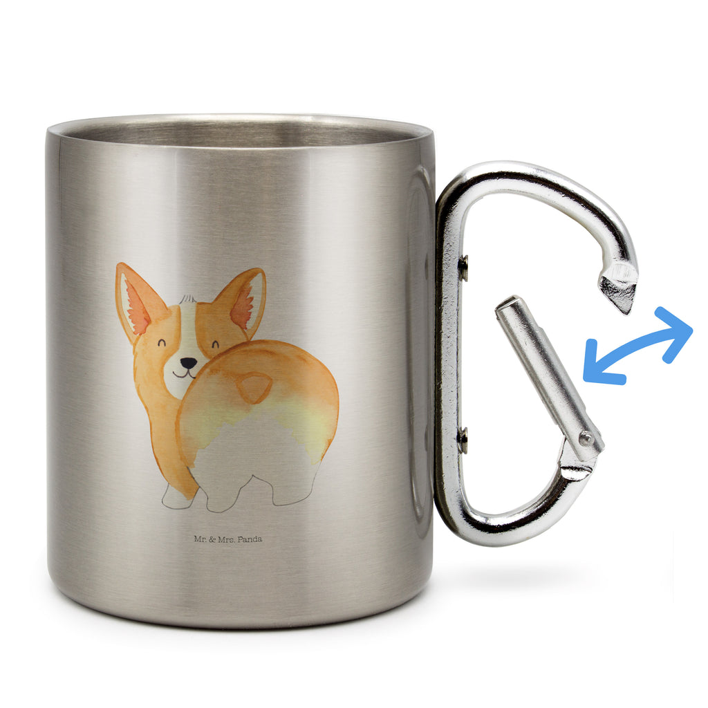 Edelstahlbecher Corgie Po Edelstahltasse, Karabiner, Edelstahlbecher, Outdoor, Camping, Tasse, Becher, Hund, Hundemotiv, Haustier, Hunderasse, Tierliebhaber, Hundebesitzer, Sprüche, Corgie, Hundeliebe, Motivation, Selbstliebe, Spruch