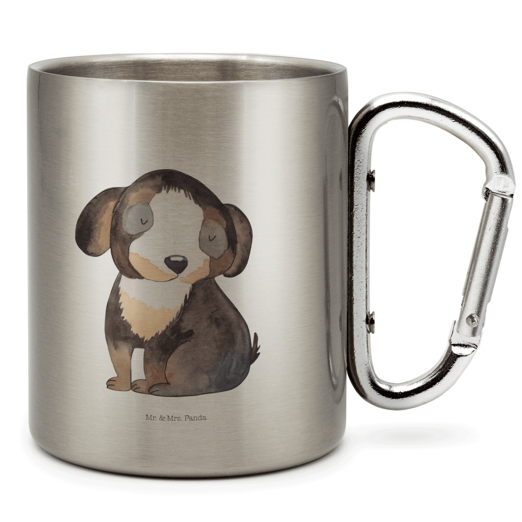 Edelstahlbecher Hund entspannt Edelstahltasse, Karabiner, Edelstahlbecher, Outdoor, Camping, Tasse, Becher, Hund, Hundemotiv, Haustier, Hunderasse, Tierliebhaber, Hundebesitzer, Sprüche, schwarzer Hund, Hundeliebe, Liebe, Hundeglück