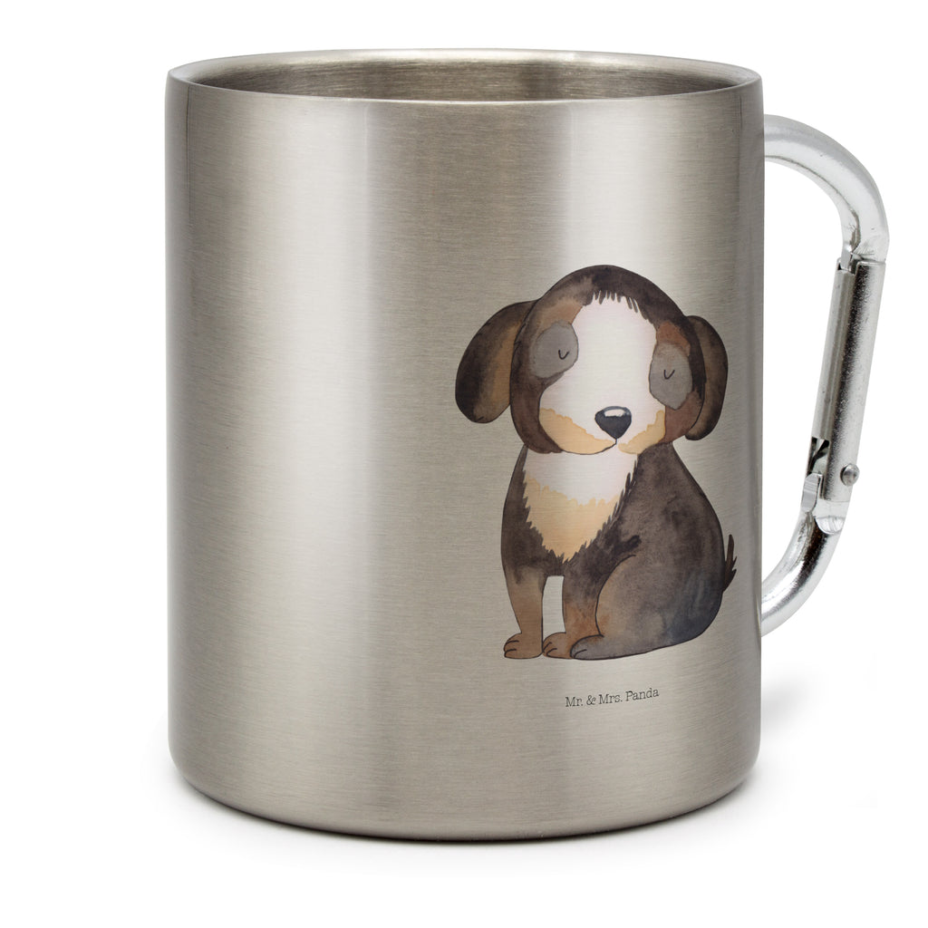 Edelstahlbecher Hund entspannt Edelstahltasse, Karabiner, Edelstahlbecher, Outdoor, Camping, Tasse, Becher, Hund, Hundemotiv, Haustier, Hunderasse, Tierliebhaber, Hundebesitzer, Sprüche, schwarzer Hund, Hundeliebe, Liebe, Hundeglück