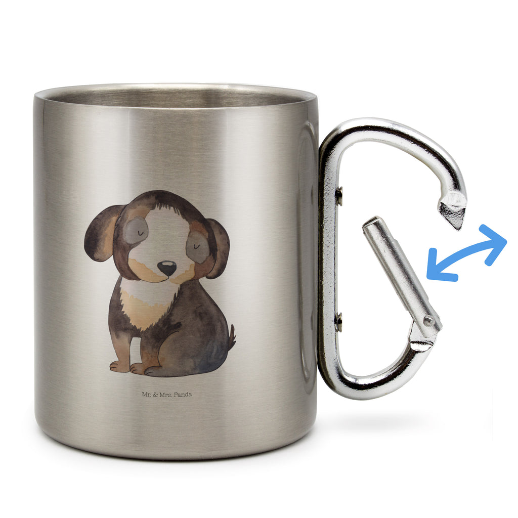 Edelstahlbecher Hund entspannt Edelstahltasse, Karabiner, Edelstahlbecher, Outdoor, Camping, Tasse, Becher, Hund, Hundemotiv, Haustier, Hunderasse, Tierliebhaber, Hundebesitzer, Sprüche, schwarzer Hund, Hundeliebe, Liebe, Hundeglück