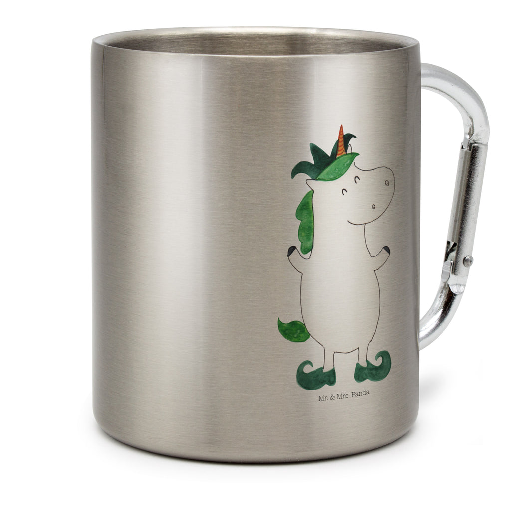Edelstahlbecher Einhorn Joker Edelstahltasse, Karabiner, Edelstahlbecher, Outdoor, Camping, Tasse, Becher, Einhorn, Einhörner, Einhorn Deko, Pegasus, Unicorn, Hofnarr, Kasper, Gaukler, Mittelalter