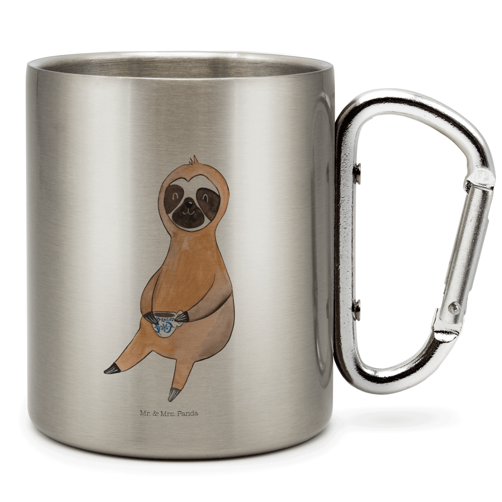 Edelstahlbecher Faultier Kaffee Edelstahltasse, Karabiner, Edelstahlbecher, Outdoor, Camping, Tasse, Becher, Faultier, Faultier Geschenk, Faultier Deko, Faultiere, faul, Lieblingstier, Kaffee, erster Kaffee, Morgenmuffel, Frühaufsteher, Kaffeetasse, Genießer, Coffee, Kaffeegetränk