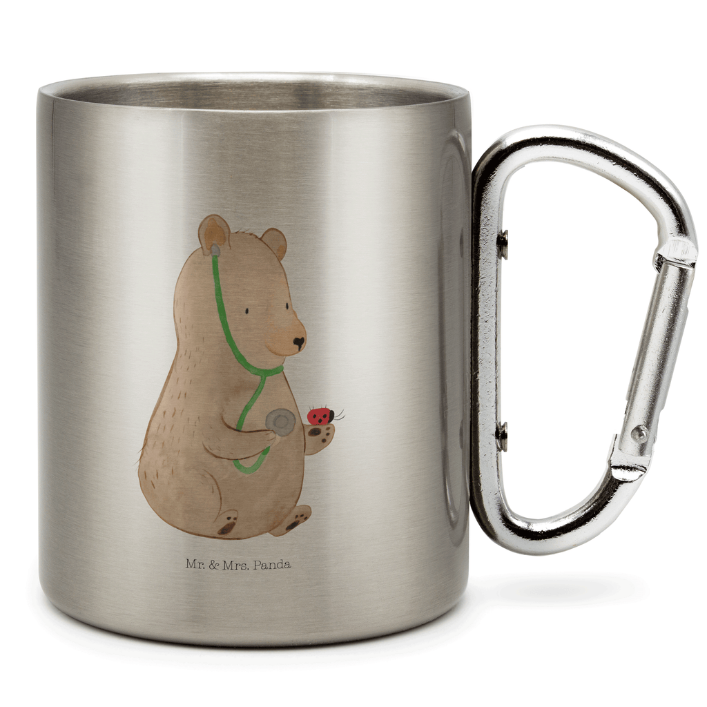 Edelstahlbecher Bär Arzt Edelstahltasse, Karabiner, Edelstahlbecher, Outdoor, Camping, Tasse, Becher, Bär, Teddy, Teddybär, Arzt, Ärztin, Doktor, Professor, Doktorin, Professorin