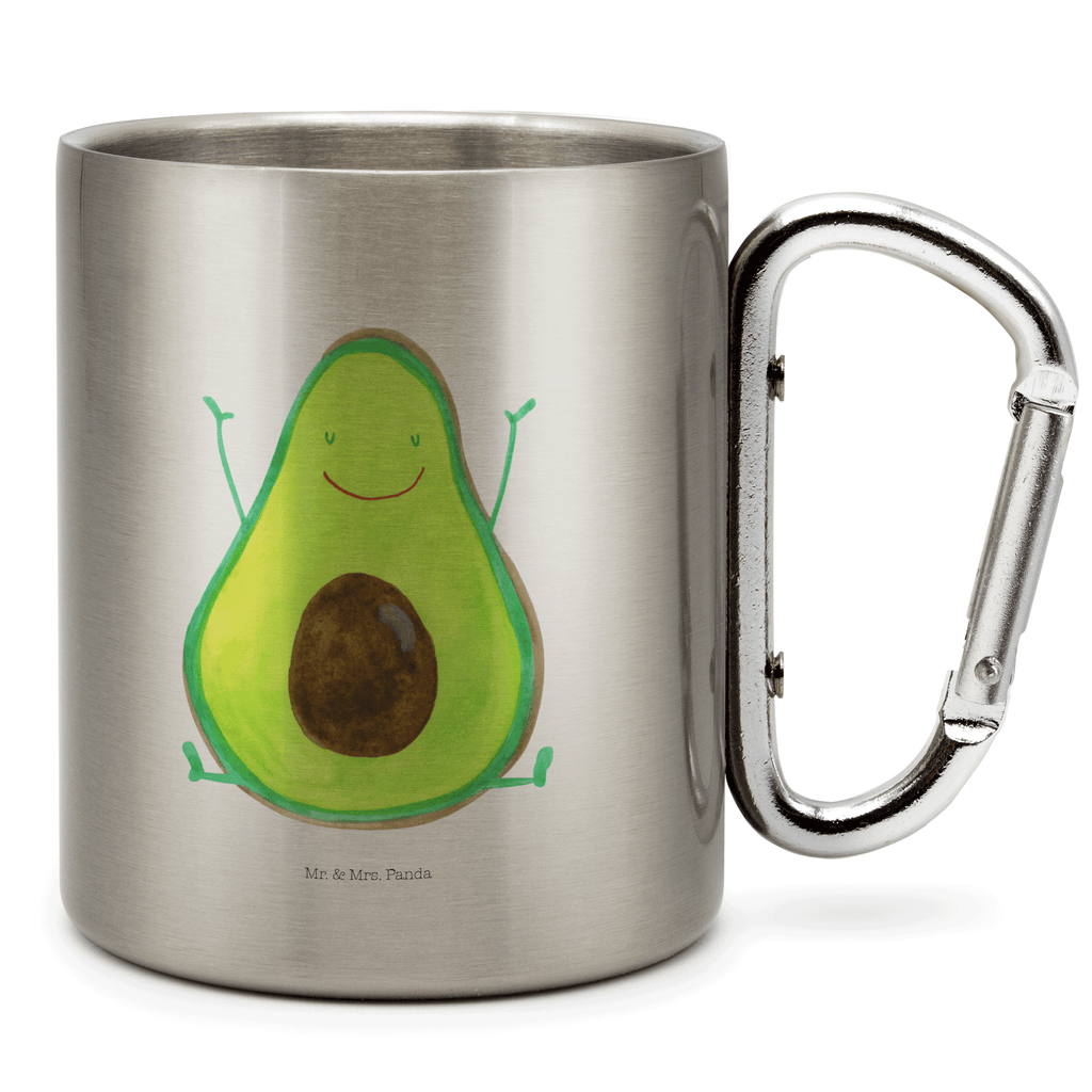 Edelstahlbecher Avocado Happy Edelstahltasse, Karabiner, Edelstahlbecher, Outdoor, Camping, Tasse, Becher, Avocado, Veggie, Vegan, Gesund, Chaos