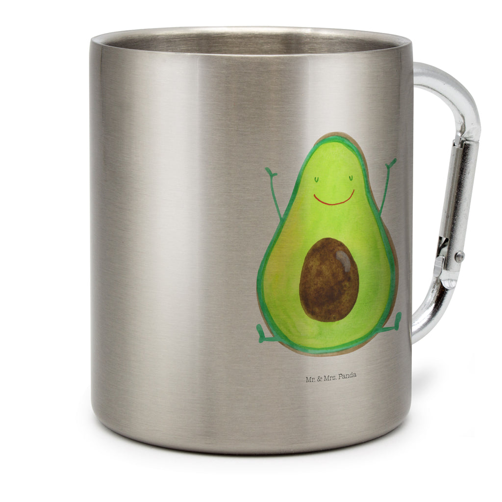 Edelstahlbecher Avocado Happy Edelstahltasse, Karabiner, Edelstahlbecher, Outdoor, Camping, Tasse, Becher, Avocado, Veggie, Vegan, Gesund, Chaos