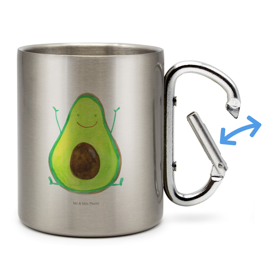 Edelstahlbecher Avocado Happy Edelstahltasse, Karabiner, Edelstahlbecher, Outdoor, Camping, Tasse, Becher, Avocado, Veggie, Vegan, Gesund, Chaos