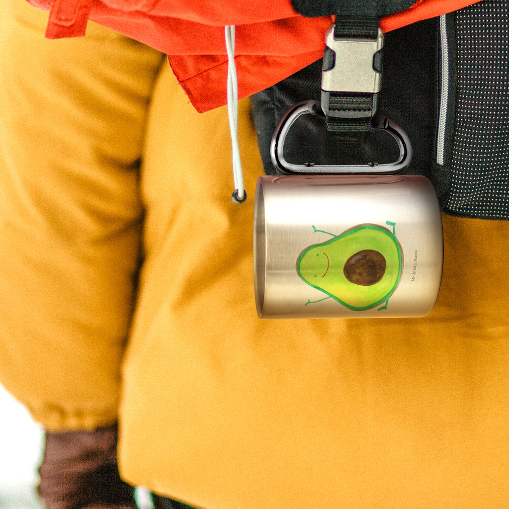 Edelstahlbecher Avocado Happy Edelstahltasse, Karabiner, Edelstahlbecher, Outdoor, Camping, Tasse, Becher, Avocado, Veggie, Vegan, Gesund, Chaos