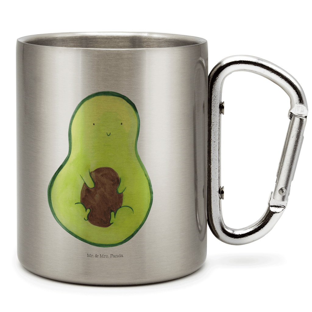 Edelstahlbecher Avocado mit Kern Edelstahltasse, Karabiner, Edelstahlbecher, Outdoor, Camping, Tasse, Becher, Avocado, Veggie, Vegan, Gesund, Avokado, Avocadokern, Kern, Pflanze, Spruch Leben