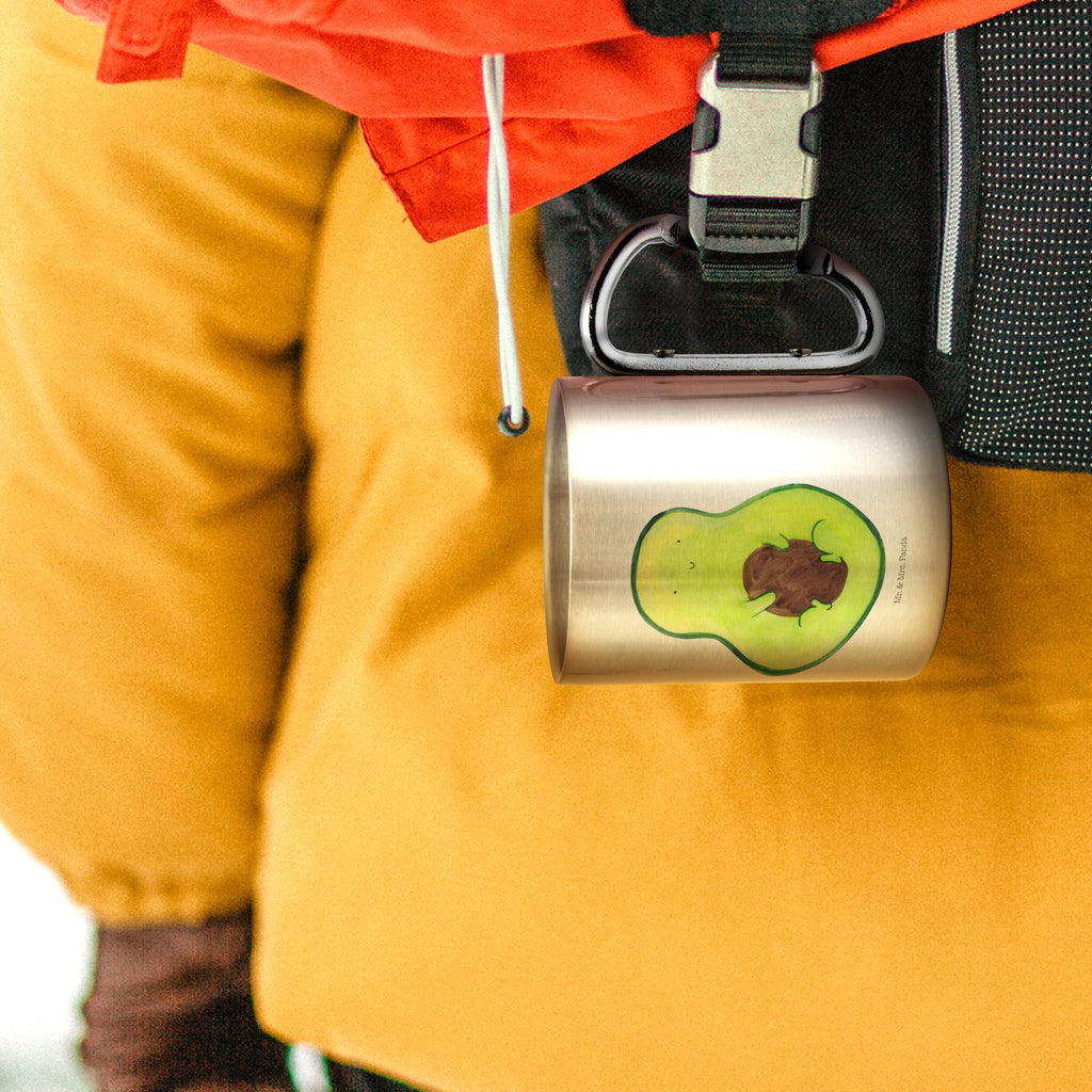 Edelstahlbecher Avocado mit Kern Edelstahltasse, Karabiner, Edelstahlbecher, Outdoor, Camping, Tasse, Becher, Avocado, Veggie, Vegan, Gesund, Avokado, Avocadokern, Kern, Pflanze, Spruch Leben