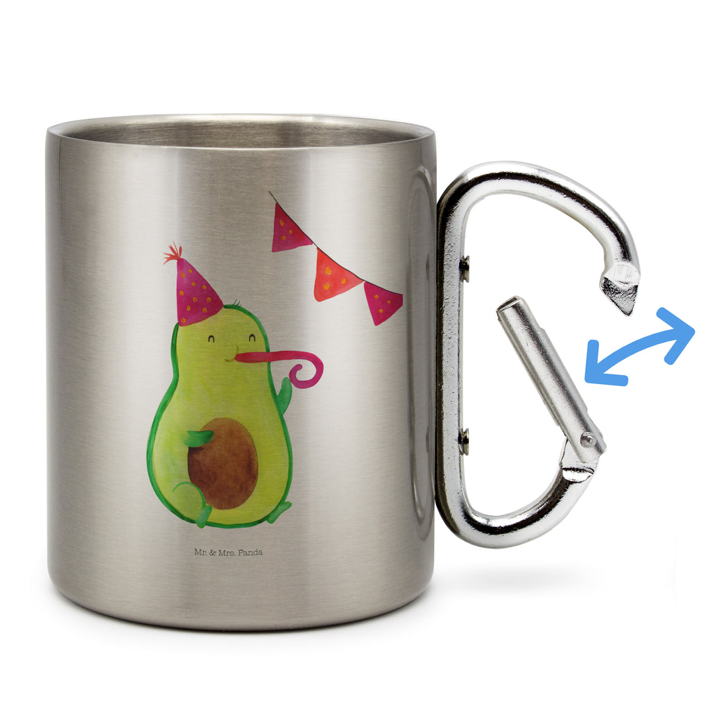 Edelstahlbecher Avocado Party Time Edelstahltasse, Karabiner, Edelstahlbecher, Outdoor, Camping, Tasse, Becher, Avocado, Veggie, Vegan, Gesund