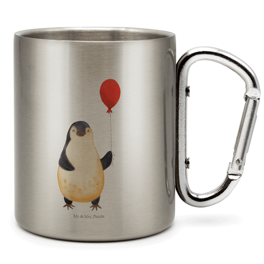 Edelstahlbecher Pinguin Luftballon Edelstahltasse, Karabiner, Edelstahlbecher, Outdoor, Camping, Tasse, Becher, Pinguin, Pinguine, Luftballon, Tagträume, Lebenslust, Geschenk Freundin, Geschenkidee, beste Freundin, Motivation, Neustart, neues Leben, Liebe, Glück