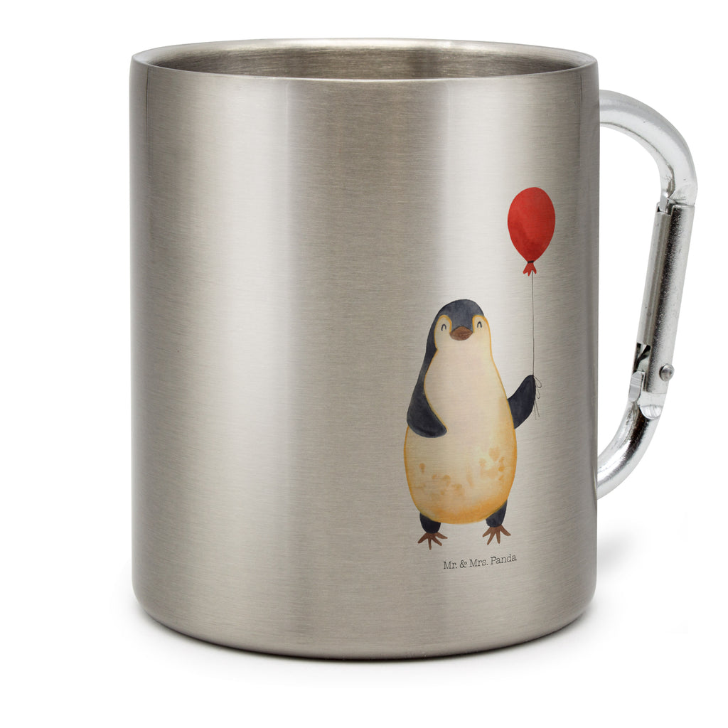 Edelstahlbecher Pinguin Luftballon Edelstahltasse, Karabiner, Edelstahlbecher, Outdoor, Camping, Tasse, Becher, Pinguin, Pinguine, Luftballon, Tagträume, Lebenslust, Geschenk Freundin, Geschenkidee, beste Freundin, Motivation, Neustart, neues Leben, Liebe, Glück