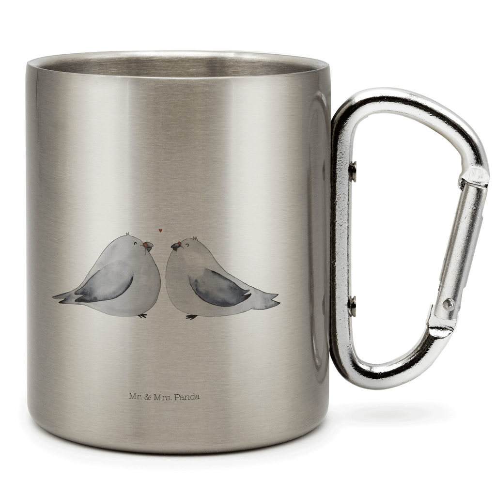 Edelstahlbecher Turteltauben Liebe Edelstahltasse, Karabiner, Edelstahlbecher, Outdoor, Camping, Tasse, Becher, Liebe, Partner, Freund, Freundin, Ehemann, Ehefrau, Heiraten, Verlobung, Heiratsantrag, Liebesgeschenk, Jahrestag, Hocheitstag, Turteltauben, Turteltäubchen, Tauben, Verliebt, Verlobt, Verheiratet, Geschenk Freundin, Geschenk Freund, Liebesbeweis, Hochzeitstag, Geschenk Hochzeit