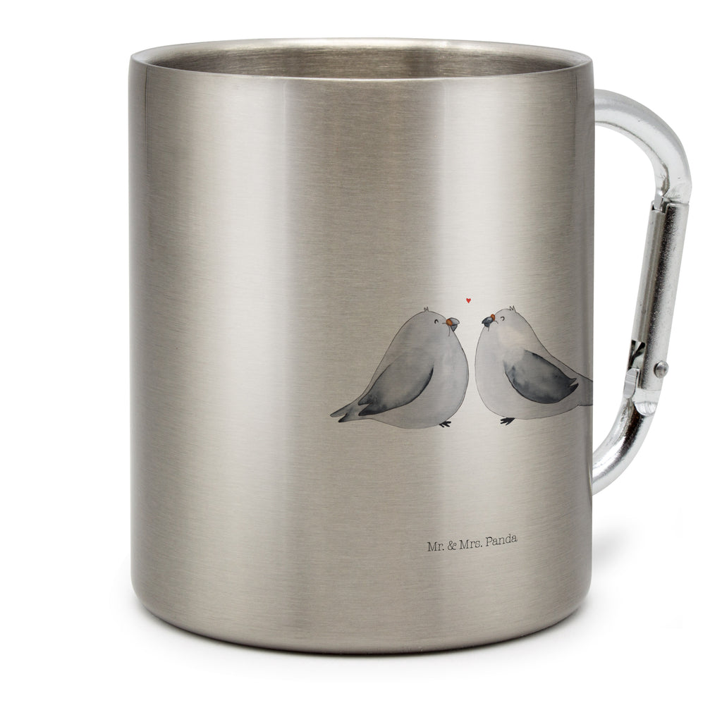 Edelstahlbecher Turteltauben Liebe Edelstahltasse, Karabiner, Edelstahlbecher, Outdoor, Camping, Tasse, Becher, Liebe, Partner, Freund, Freundin, Ehemann, Ehefrau, Heiraten, Verlobung, Heiratsantrag, Liebesgeschenk, Jahrestag, Hocheitstag, Turteltauben, Turteltäubchen, Tauben, Verliebt, Verlobt, Verheiratet, Geschenk Freundin, Geschenk Freund, Liebesbeweis, Hochzeitstag, Geschenk Hochzeit
