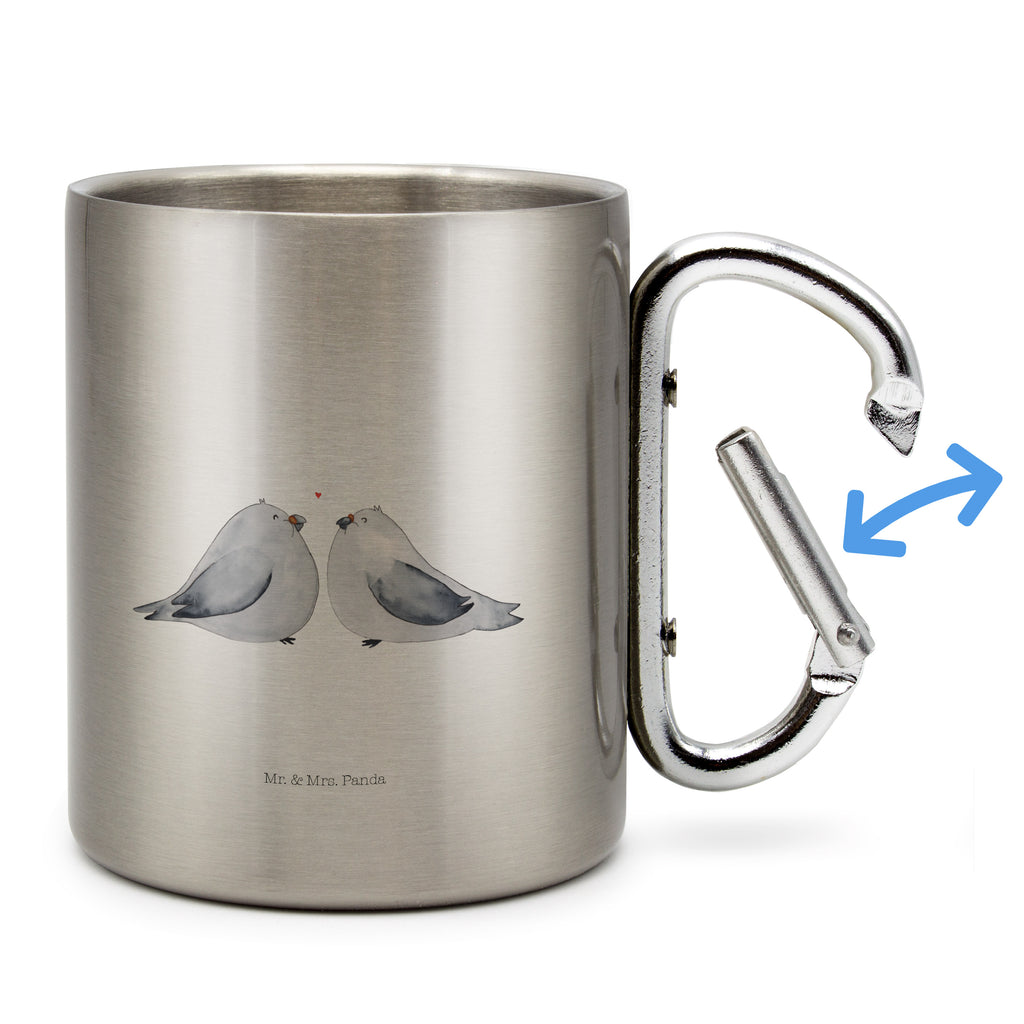 Edelstahlbecher Turteltauben Liebe Edelstahltasse, Karabiner, Edelstahlbecher, Outdoor, Camping, Tasse, Becher, Liebe, Partner, Freund, Freundin, Ehemann, Ehefrau, Heiraten, Verlobung, Heiratsantrag, Liebesgeschenk, Jahrestag, Hocheitstag, Turteltauben, Turteltäubchen, Tauben, Verliebt, Verlobt, Verheiratet, Geschenk Freundin, Geschenk Freund, Liebesbeweis, Hochzeitstag, Geschenk Hochzeit