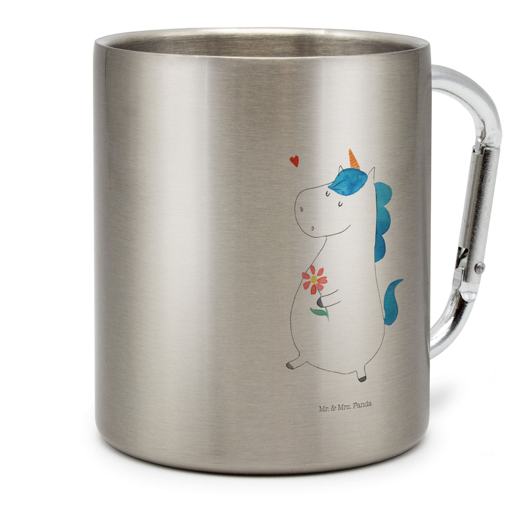 Edelstahlbecher Einhorn Spaziergang Edelstahltasse, Karabiner, Edelstahlbecher, Outdoor, Camping, Tasse, Becher, Einhorn, Einhörner, Einhorn Deko, Pegasus, Unicorn, Glitzer, Blumen, Spaziergang, Motivation, Gute Laune, Freude, Freundin, Mutter, Schwester