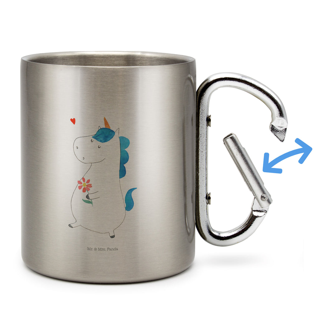 Edelstahlbecher Einhorn Spaziergang Edelstahltasse, Karabiner, Edelstahlbecher, Outdoor, Camping, Tasse, Becher, Einhorn, Einhörner, Einhorn Deko, Pegasus, Unicorn, Glitzer, Blumen, Spaziergang, Motivation, Gute Laune, Freude, Freundin, Mutter, Schwester