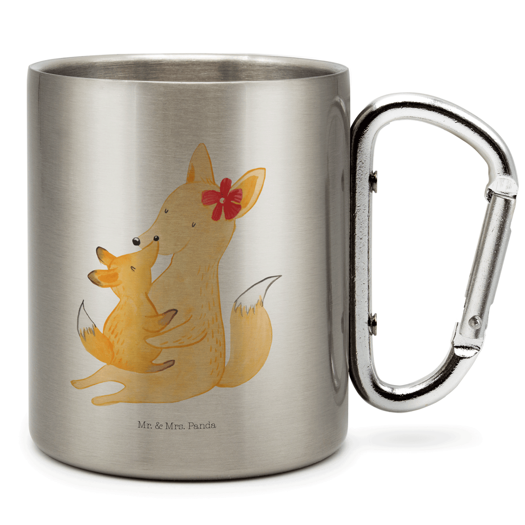 Edelstahlbecher Fuchs Mama & Kind Edelstahltasse, Karabiner, Edelstahlbecher, Outdoor, Camping, Tasse, Becher, Familie, Vatertag, Muttertag, Bruder, Schwester, Mama, Papa, Oma, Opa, Mutter, Tochter, Lieblingstochter, Beste Tochter, Geschenk