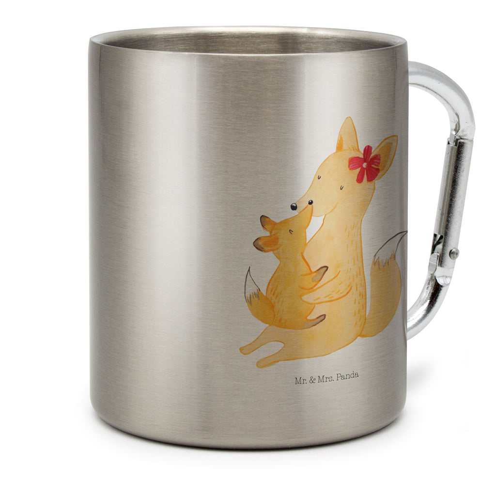 Edelstahlbecher Fuchs Mama & Kind Edelstahltasse, Karabiner, Edelstahlbecher, Outdoor, Camping, Tasse, Becher, Familie, Vatertag, Muttertag, Bruder, Schwester, Mama, Papa, Oma, Opa, Mutter, Tochter, Lieblingstochter, Beste Tochter, Geschenk
