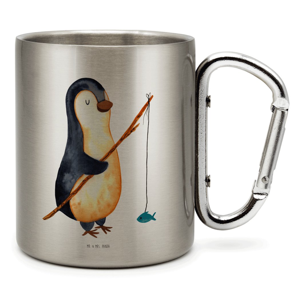 Edelstahlbecher Pinguin Angler Edelstahltasse, Karabiner, Edelstahlbecher, Outdoor, Camping, Tasse, Becher, Pinguin, Pinguine, Angeln, Angler, Tagträume, Hobby, Plan, Planer, Tagesplan, Neustart, Motivation, Geschenk, Freundinnen, Geschenkidee, Urlaub, Wochenende