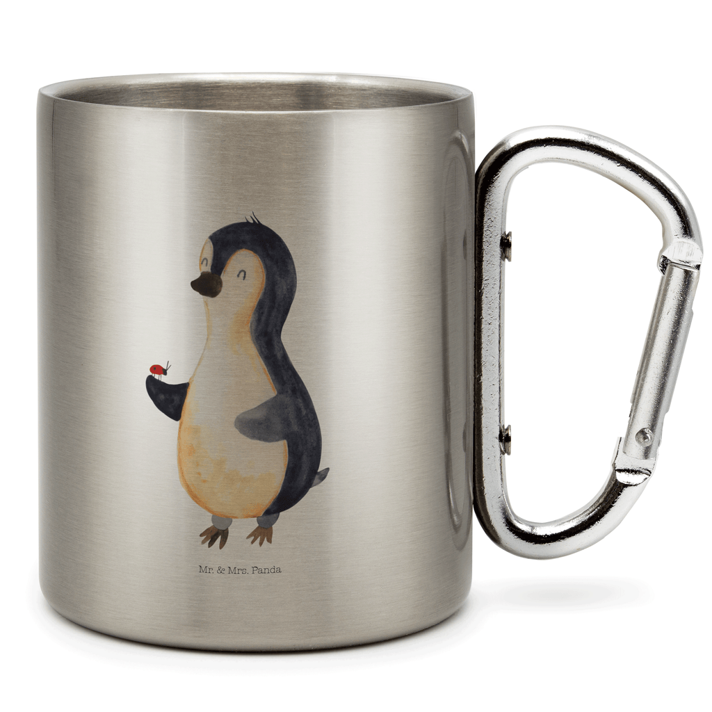 Edelstahlbecher Pinguin Marienkäfer Edelstahltasse, Karabiner, Edelstahlbecher, Outdoor, Camping, Tasse, Becher, Pinguin, Pinguine, Marienkäfer, Liebe, Wunder, Glück, Freude, Lebensfreude