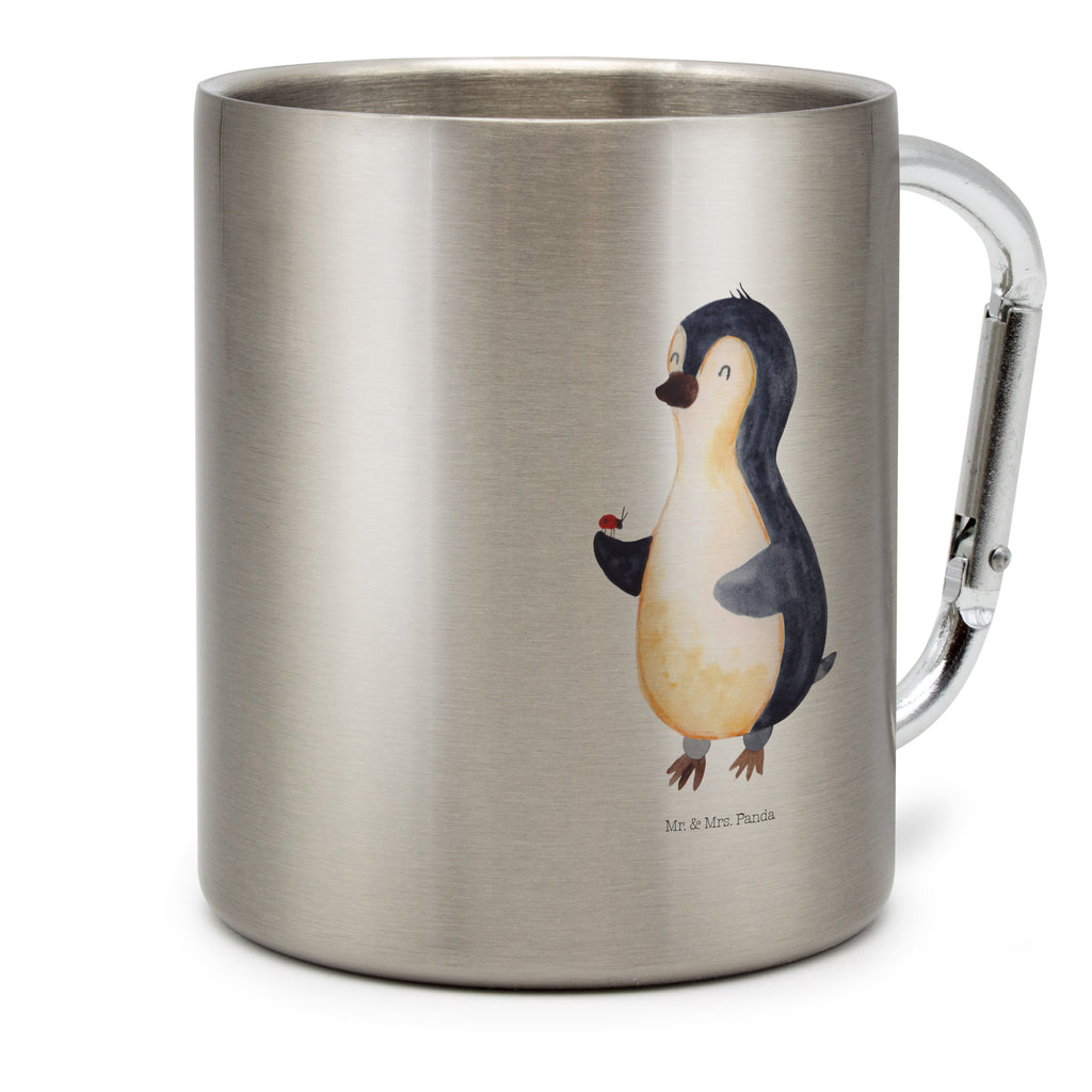 Edelstahlbecher Pinguin Marienkäfer Edelstahltasse, Karabiner, Edelstahlbecher, Outdoor, Camping, Tasse, Becher, Pinguin, Pinguine, Marienkäfer, Liebe, Wunder, Glück, Freude, Lebensfreude