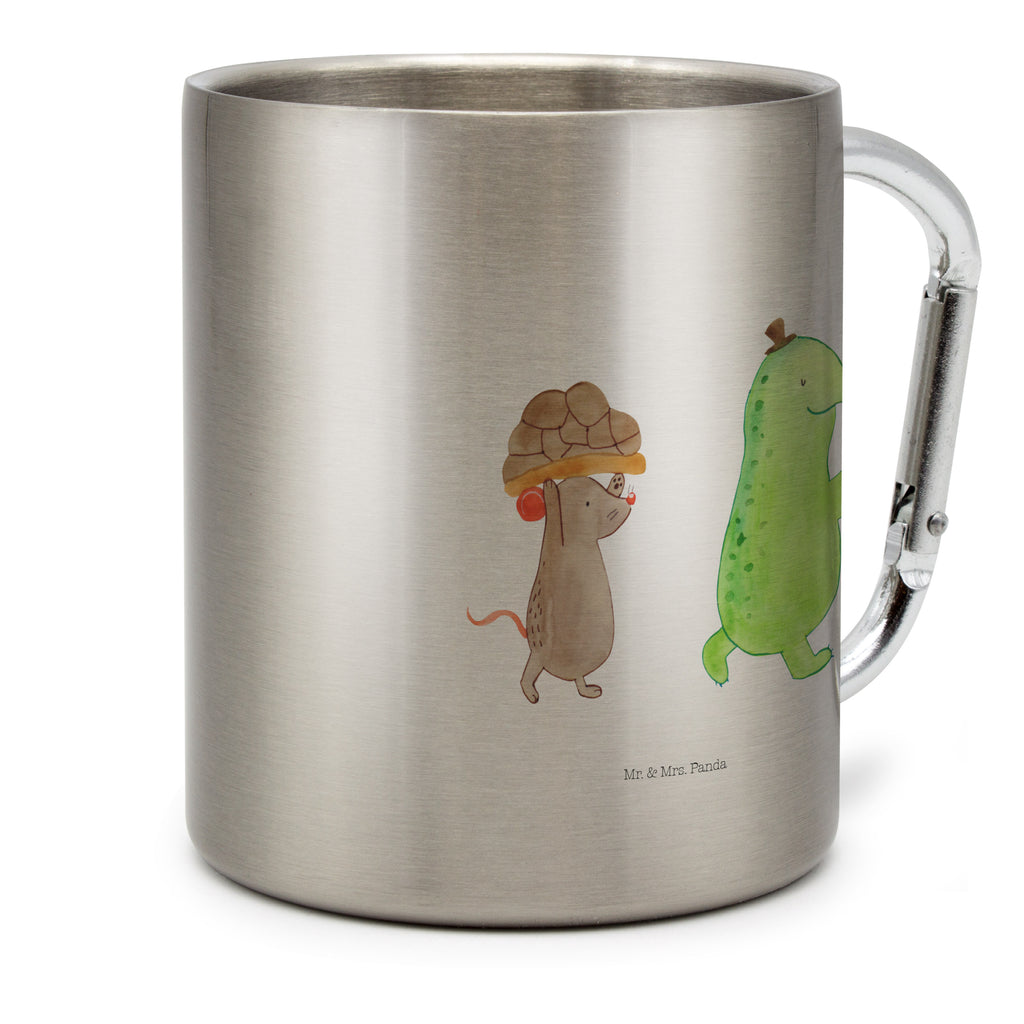 Edelstahlbecher Schildkröte & Maus Edelstahltasse, Karabiner, Edelstahlbecher, Outdoor, Camping, Tasse, Becher, Schildkröte, Maus, Freunde, Freundinnen, beste Freunde, beste Freundinnen