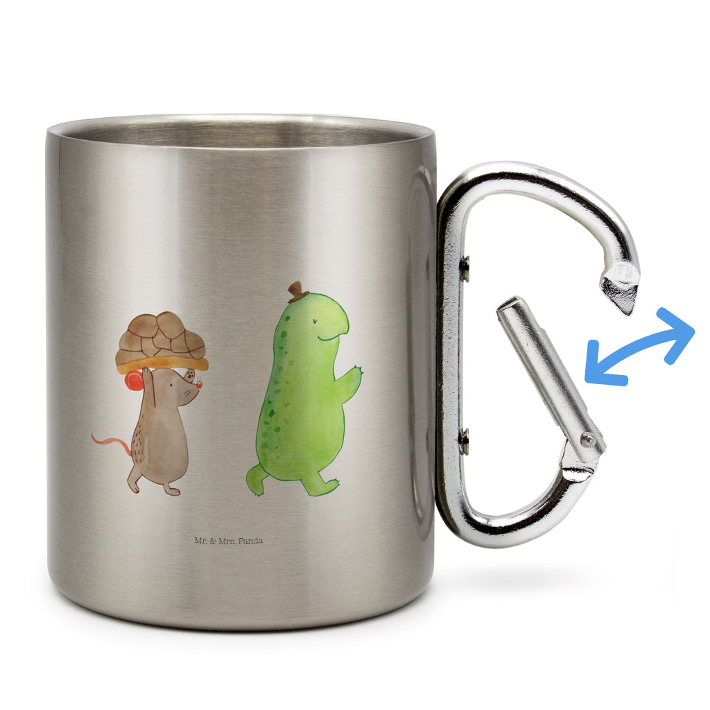 Edelstahlbecher Schildkröte & Maus Edelstahltasse, Karabiner, Edelstahlbecher, Outdoor, Camping, Tasse, Becher, Schildkröte, Maus, Freunde, Freundinnen, beste Freunde, beste Freundinnen