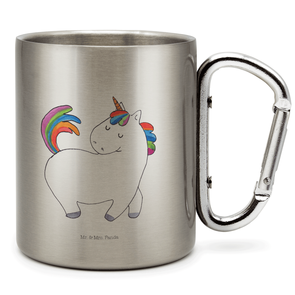Edelstahlbecher Einhorn stolzierend Edelstahltasse, Karabiner, Edelstahlbecher, Outdoor, Camping, Tasse, Becher, Einhorn, Einhörner, Einhorn Deko, Pegasus, Unicorn, stolz, anders, bunt, Pferd, Reiter, Reiten, Freundin, Geschenk