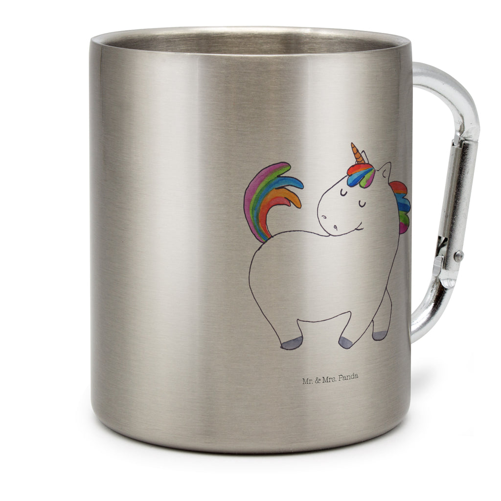 Edelstahlbecher Einhorn stolzierend Edelstahltasse, Karabiner, Edelstahlbecher, Outdoor, Camping, Tasse, Becher, Einhorn, Einhörner, Einhorn Deko, Pegasus, Unicorn, stolz, anders, bunt, Pferd, Reiter, Reiten, Freundin, Geschenk