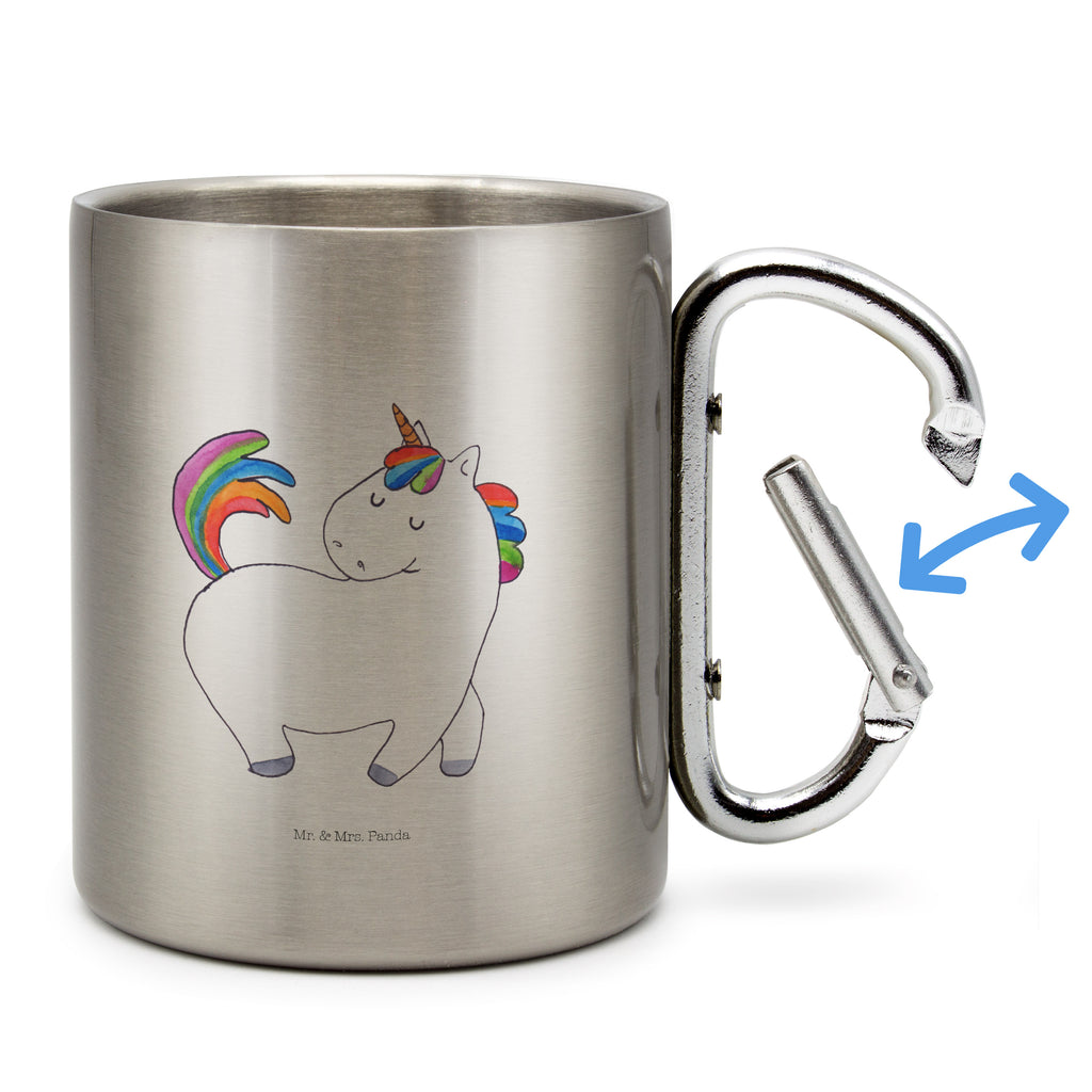 Edelstahlbecher Einhorn stolzierend Edelstahltasse, Karabiner, Edelstahlbecher, Outdoor, Camping, Tasse, Becher, Einhorn, Einhörner, Einhorn Deko, Pegasus, Unicorn, stolz, anders, bunt, Pferd, Reiter, Reiten, Freundin, Geschenk