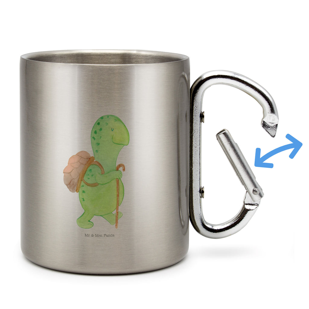 Edelstahlbecher Schildkröte Wanderer Edelstahltasse, Karabiner, Edelstahlbecher, Outdoor, Camping, Tasse, Becher, Schildkröte, Schildkröten, Motivation, Motivationsspruch, Motivationssprüche, Neuanfang