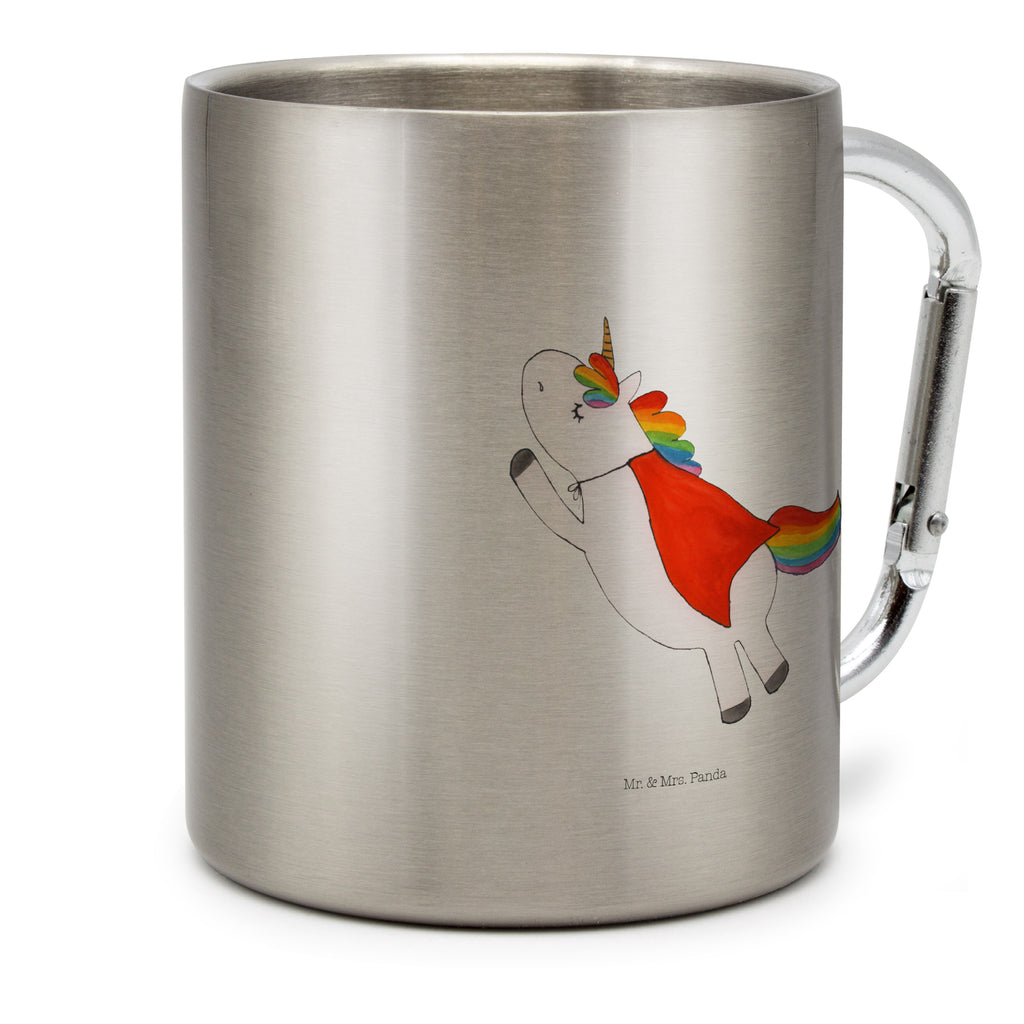 Edelstahlbecher Einhorn Super Edelstahltasse, Karabiner, Edelstahlbecher, Outdoor, Camping, Tasse, Becher, Einhorn, Einhörner, Einhorn Deko, Pegasus, Unicorn, Traummann, Superheld, Held, Freundin, Geschenk, Girl, Mädchen