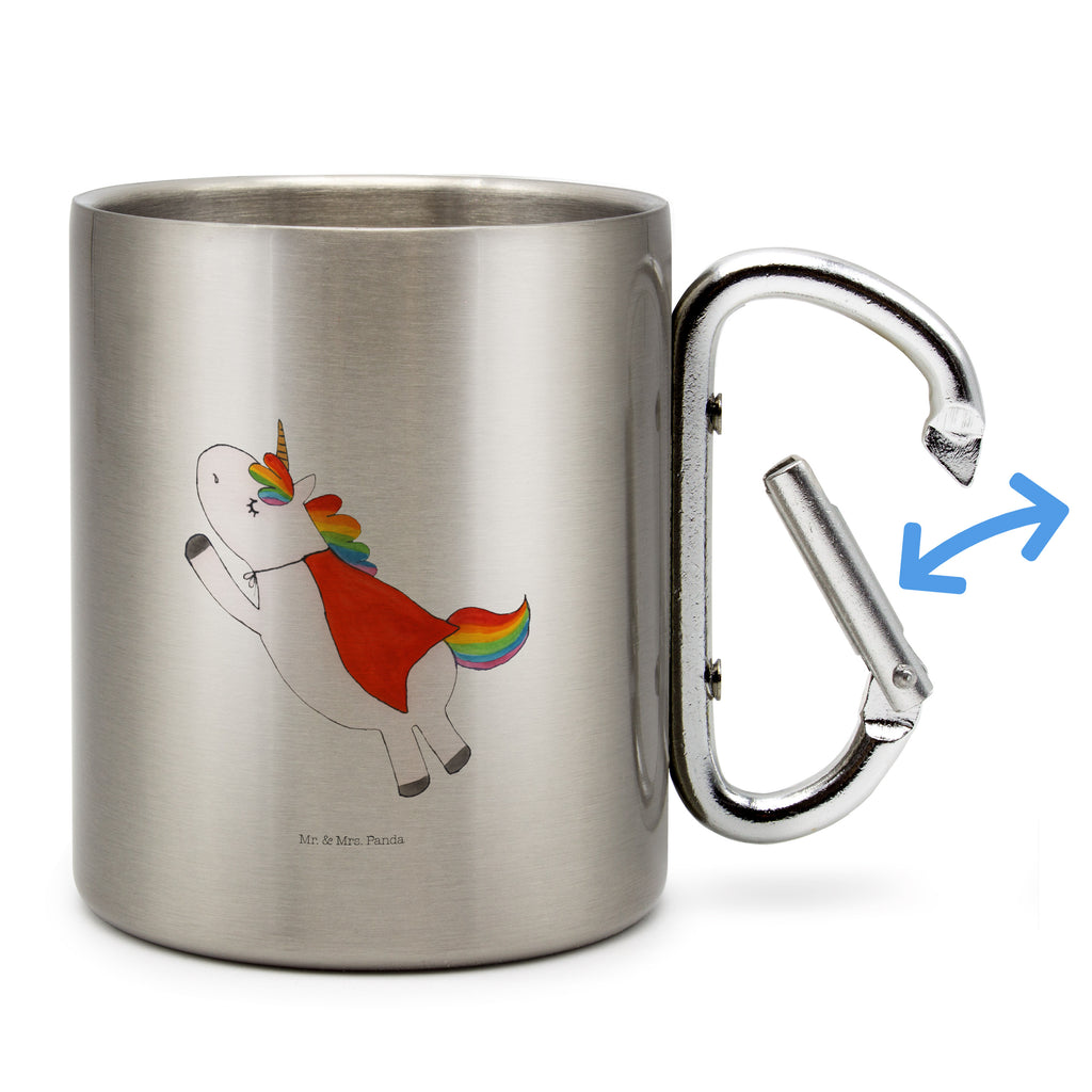 Edelstahlbecher Einhorn Super Edelstahltasse, Karabiner, Edelstahlbecher, Outdoor, Camping, Tasse, Becher, Einhorn, Einhörner, Einhorn Deko, Pegasus, Unicorn, Traummann, Superheld, Held, Freundin, Geschenk, Girl, Mädchen
