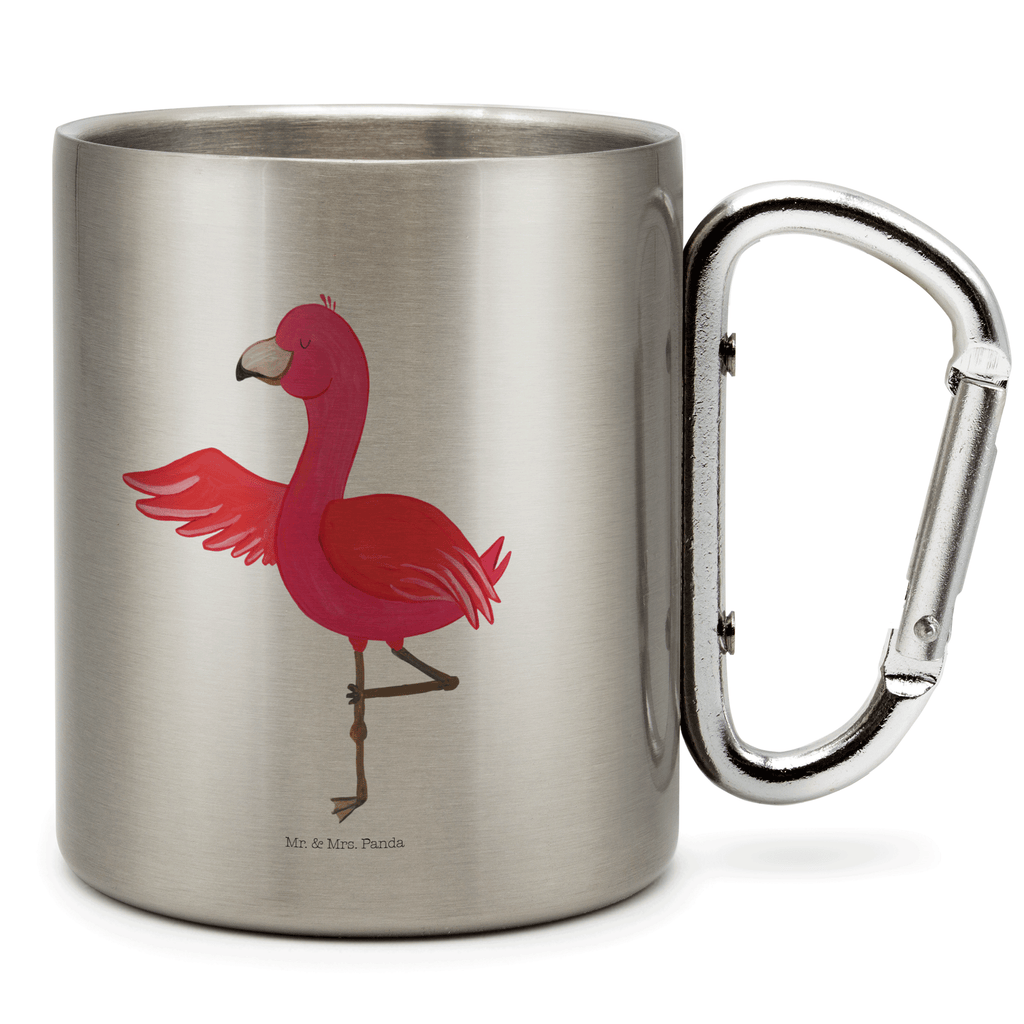 Edelstahlbecher Flamingo Yoga Edelstahltasse, Karabiner, Edelstahlbecher, Outdoor, Camping, Tasse, Becher, Flamingo, Vogel, Yoga, Namaste, Achtsamkeit, Yoga-Übung, Entspannung, Ärger, Aufregen, Tiefenentspannung