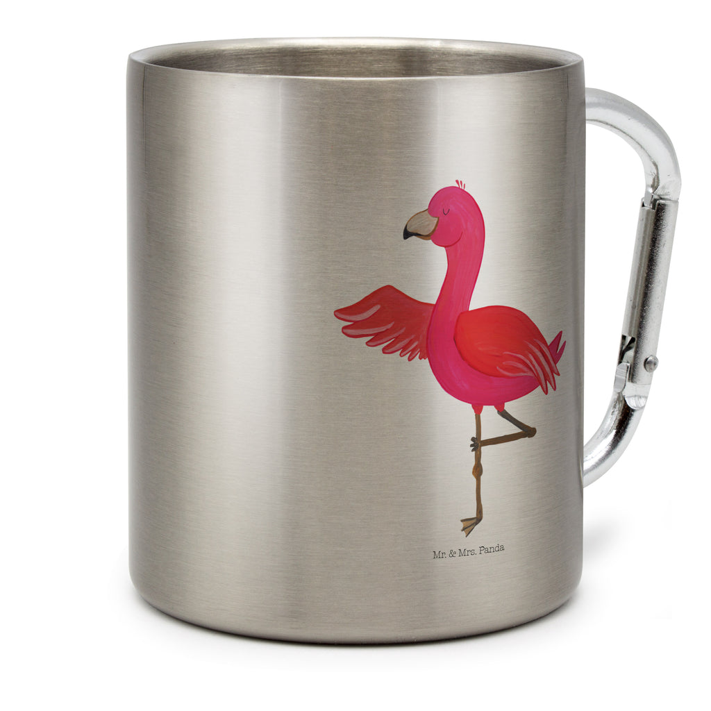 Edelstahlbecher Flamingo Yoga Edelstahltasse, Karabiner, Edelstahlbecher, Outdoor, Camping, Tasse, Becher, Flamingo, Vogel, Yoga, Namaste, Achtsamkeit, Yoga-Übung, Entspannung, Ärger, Aufregen, Tiefenentspannung