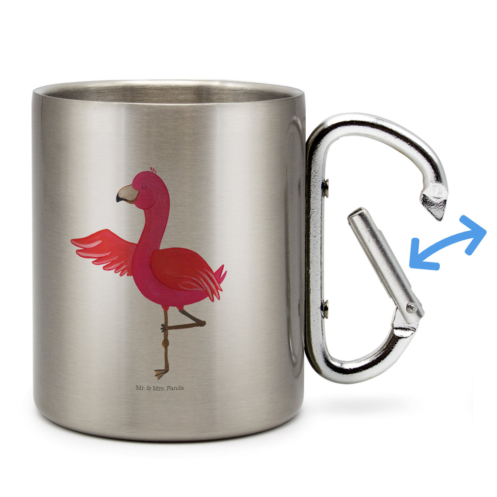 Edelstahlbecher Flamingo Yoga Edelstahltasse, Karabiner, Edelstahlbecher, Outdoor, Camping, Tasse, Becher, Flamingo, Vogel, Yoga, Namaste, Achtsamkeit, Yoga-Übung, Entspannung, Ärger, Aufregen, Tiefenentspannung