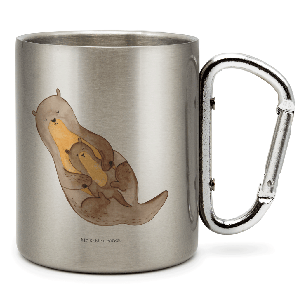 Edelstahlbecher Otter mit Kind Edelstahltasse, Karabiner, Edelstahlbecher, Outdoor, Camping, Tasse, Becher, Otter, Fischotter, Seeotter, Otter Seeotter See Otter