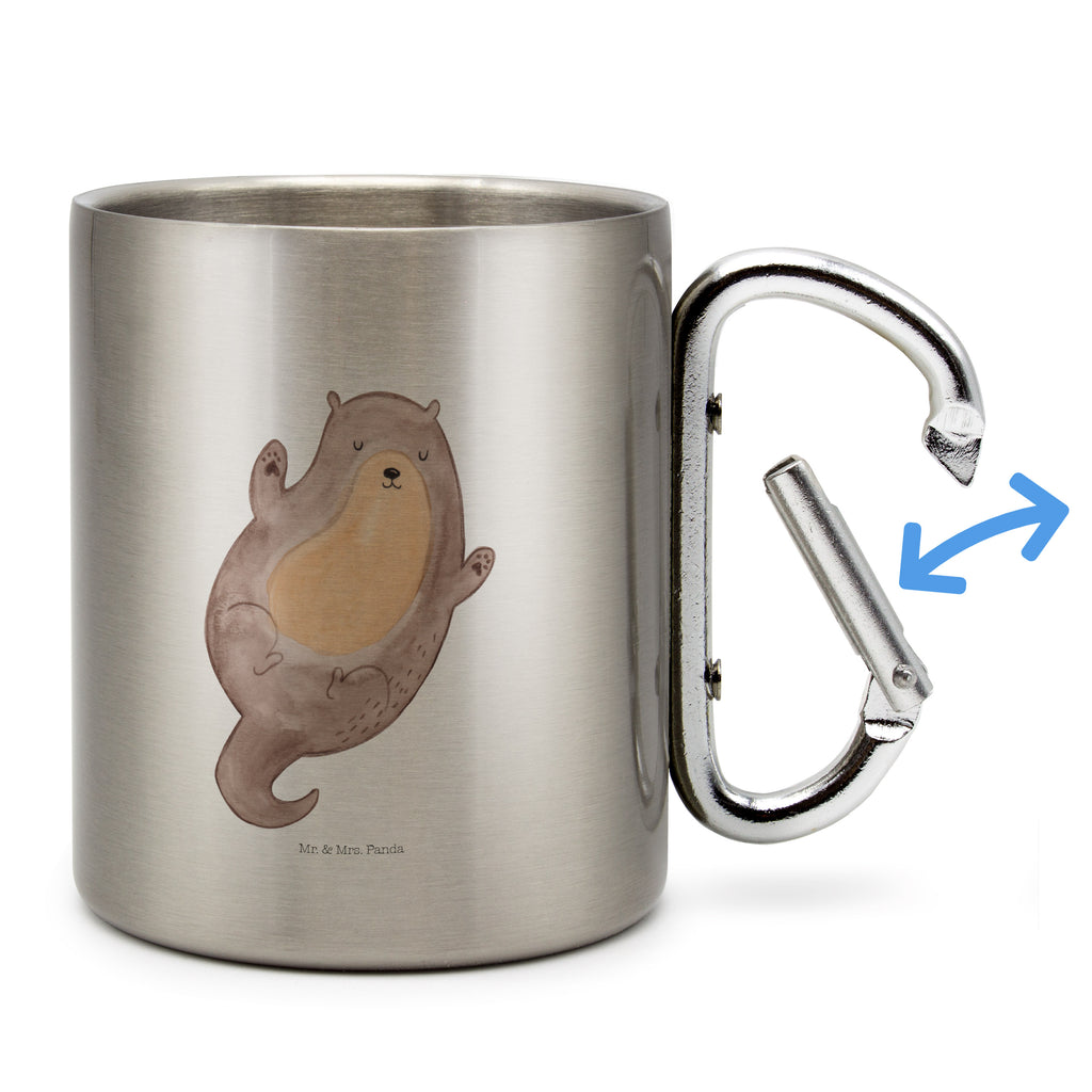 Edelstahlbecher Otter Umarmen Edelstahltasse, Karabiner, Edelstahlbecher, Outdoor, Camping, Tasse, Becher, Otter, Fischotter, Seeotter, Otter Seeotter See Otter