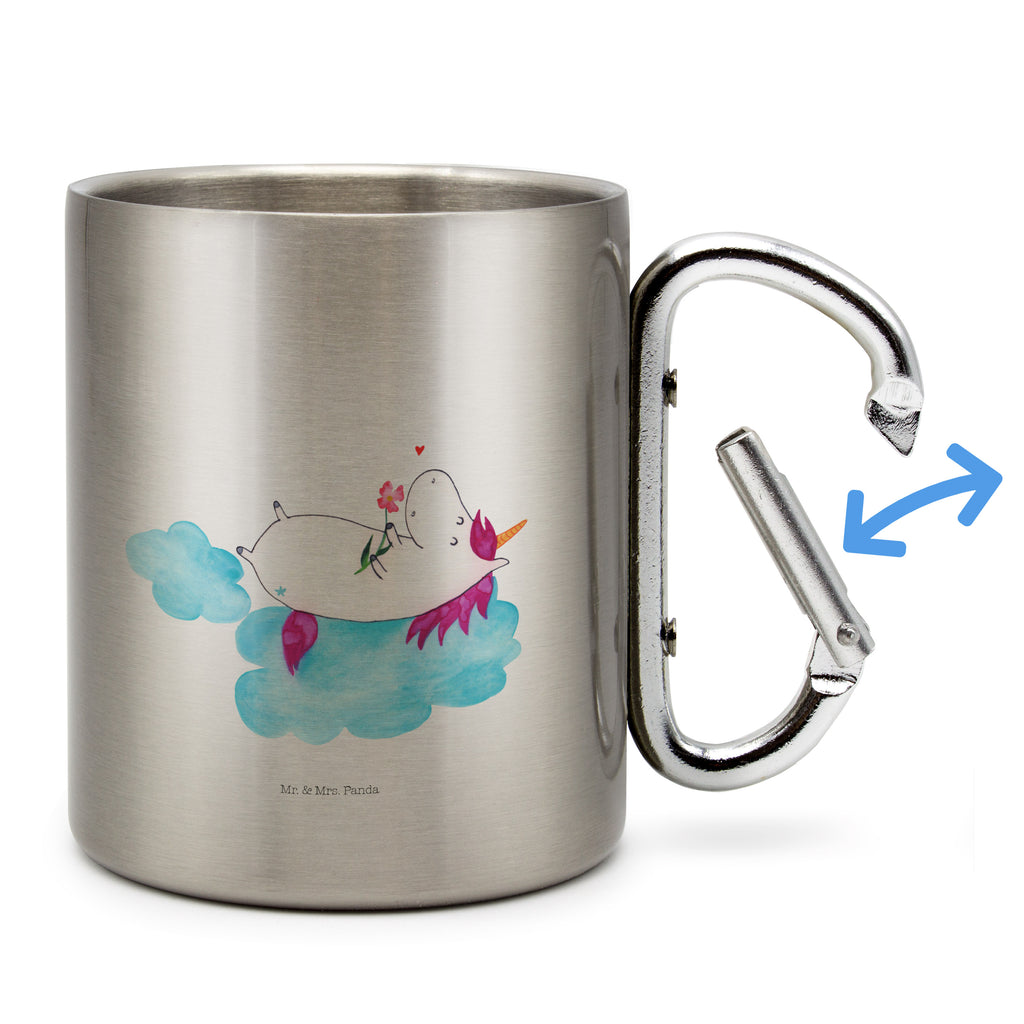 Edelstahlbecher Einhorn verliebt auf Wolke Edelstahltasse, Karabiner, Edelstahlbecher, Outdoor, Camping, Tasse, Becher, Einhorn, Einhörner, Einhorn Deko, Pegasus, Unicorn, verliebt, Liebe, Liebesbeweis, Freundin, Wolke