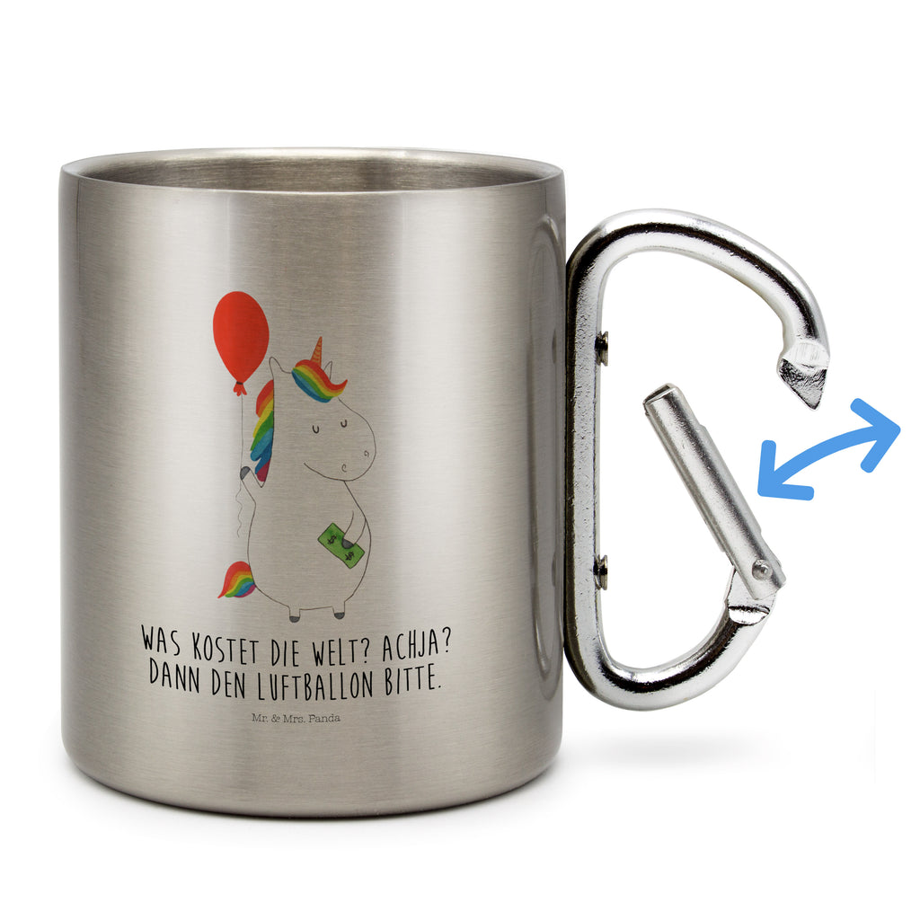 Edelstahlbecher Einhorn Luftballon Edelstahltasse, Karabiner, Edelstahlbecher, Outdoor, Camping, Tasse, Becher, Einhorn, Einhörner, Einhorn Deko, Pegasus, Unicorn, Luftballon, Geld, Lebenslust, Freude, Geschenk, Freundin