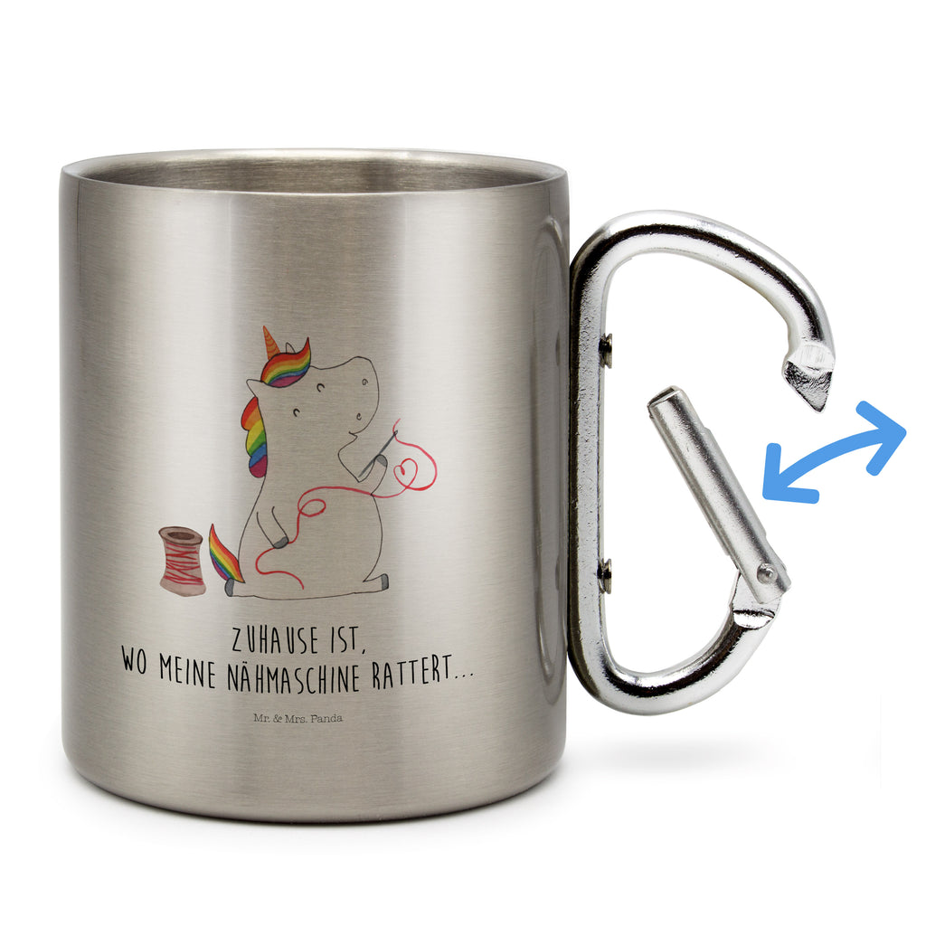 Edelstahlbecher Einhorn Näherin Edelstahltasse, Karabiner, Edelstahlbecher, Outdoor, Camping, Tasse, Becher, Einhorn, Einhörner, Einhorn Deko, Pegasus, Unicorn, Näherin, nähen, Mädchen, Freundin, Häkeln, Stricken, basteln, Nähzimmer