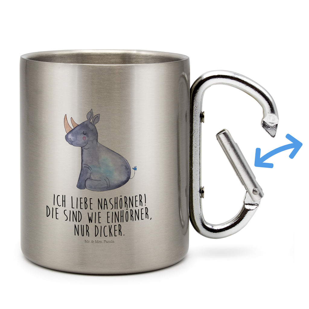Edelstahlbecher Einhorn Nashorn Edelstahltasse, Karabiner, Edelstahlbecher, Outdoor, Camping, Tasse, Becher, Einhorn, Einhörner, Einhorn Deko, Pegasus, Unicorn, Regenbogen, witzig, lustig, Zoo, Glitzer, Einhornpower, Erwachsenwerden, Nashorn, Nashörner