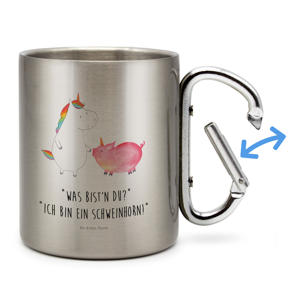 Edelstahlbecher Einhorn + Schweinhorn Edelstahltasse, Karabiner, Edelstahlbecher, Outdoor, Camping, Tasse, Becher, Einhorn, Einhörner, Einhorn Deko, Pegasus, Unicorn, Freundschaft, Schweinhorn, Schwein, Freundin, Schweinchen