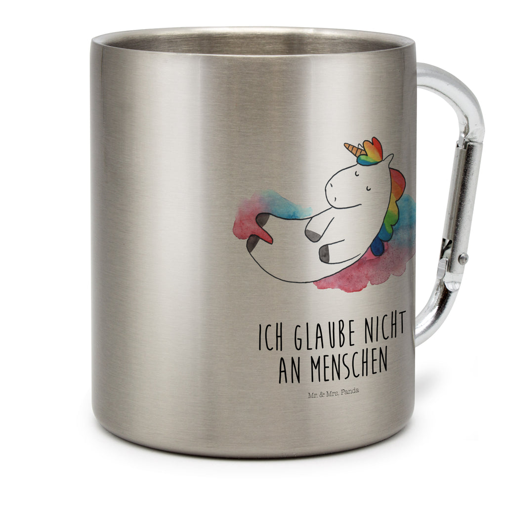 Edelstahlbecher Einhorn Wolke 7 Edelstahltasse, Karabiner, Edelstahlbecher, Outdoor, Camping, Tasse, Becher, Einhorn, Einhörner, Einhorn Deko, Pegasus, Unicorn, verliebt, Menschen, witzig, lustig, Geschenk, Glaube, Realität, Lächeln
